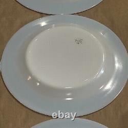 6 Vintage Pyrex Milk Glass Plates Turquoise Aqua Teal Blue Band Dinner 10