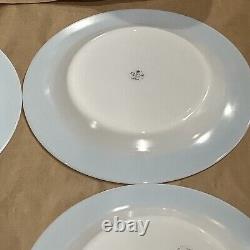 6 Vintage Pyrex Milk Glass Plates Turquoise Aqua Teal Blue Band Dinner 10