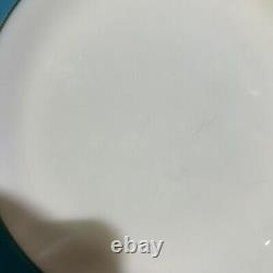 6 Vintage Pyrex Milk Glass Plates Turquoise Aqua Teal Blue Band Dinner 10