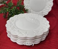6 Vintage Westmoreland Paneled Grape Milk Glass Dinner Plates 10.5 Free Ship