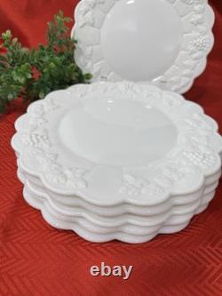 6 Vintage Westmoreland Paneled Grape Milk Glass Dinner Plates 10.5 Free Ship