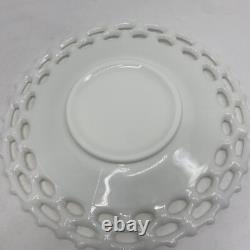 (6) Westmoreland White Milk Glass Doric Lace Platter Dinner Plate 12 Vintage
