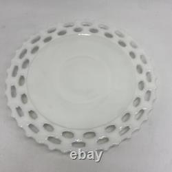 (6) Westmoreland White Milk Glass Doric Lace Platter Dinner Plate 12 Vintage