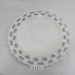 (6) Westmoreland White Milk Glass Doric Lace Platter Dinner Plate 12 Vintage