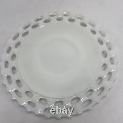 (6) Westmoreland White Milk Glass Doric Lace Platter Dinner Plate 12 Vintage