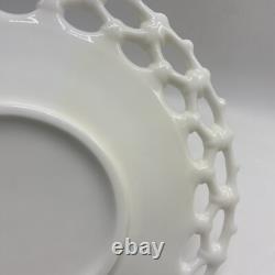 (6) Westmoreland White Milk Glass Doric Lace Platter Dinner Plate 12 Vintage