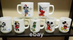 7 Fire King Anchor Hocking Mickey, Daisy Duck Etc. Milk Glass Mugs