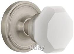 747976 Classic Rosette Waldorf White Milk Glass Knob, Passage-Backset Size 2