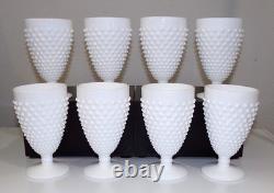 8 Fenton Art Glass Company HOBNAIL White Milk Glass 8oz Water Goblet #3845