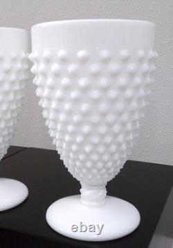 8 Fenton Art Glass Company HOBNAIL White Milk Glass 8oz Water Goblet #3845
