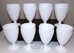 8 Fenton Art Glass Company HOBNAIL White Milk Glass 8oz Water Goblet #3845