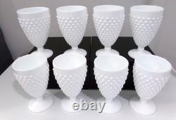 8 Fenton Art Glass Company HOBNAIL White Milk Glass 8oz Water Goblet #3845