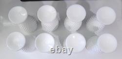 8 Fenton Art Glass Company HOBNAIL White Milk Glass 8oz Water Goblet #3845
