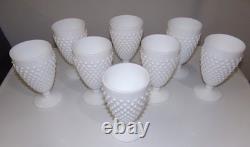 8 Fenton Art Glass Company HOBNAIL White Milk Glass 8oz Water Goblet #3845