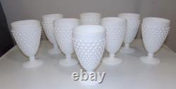 8 Fenton Art Glass Company HOBNAIL White Milk Glass 8oz Water Goblet #3845