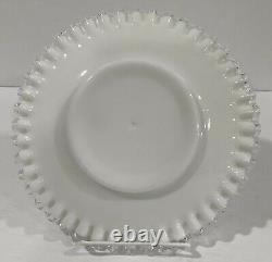 8-Piece Vintage Fenton Silver Crest Milk Glass 8.5 Plates Set