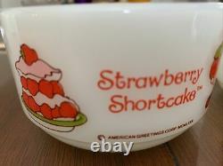 8 Strawberry Shortcake Bowls 1980s Milk Glass Vintage Anchor Hocking Fire King