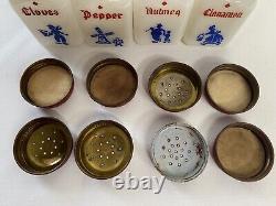 8 Vintage Hazel Atlas Milk Glass Spice Rack Red Blue Dutch & Wire Rack
