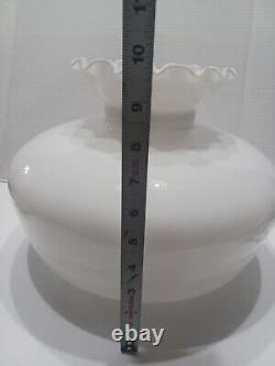 9.5 Fitter Vintage White Milk Glass Hurricane Ruffle Top Student Lamp Shade 10