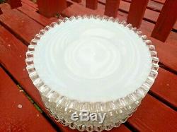 9 Fenton White Opalescent Milk Glass 8 1/2 In Silver Crest Salad Plates Dessert