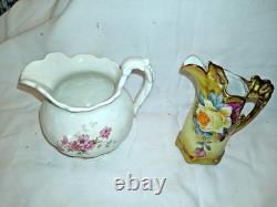 9 Vintage Milk/Cream Pitchers. Dresden, Milk Glass, Cobalt blue, Nippon