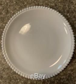 9 Vintage Westmoreland Milk Glass BEADED EDGE White Salad Dessert Plates
