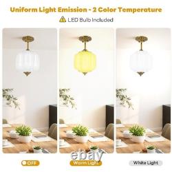 9in White Milk Glass Ceiling Light, LED Bulb Included, Vintage Schoolhouse Se