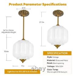 9in White Milk Glass Ceiling Light, LED Bulb Included, Vintage Schoolhouse Se