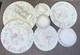 9pc Arcopal France Vtg Florentine Plates, Bowls, Cups, Saucer & Glass White Milk