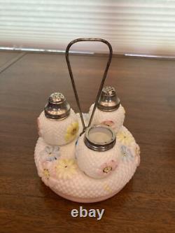 ANTIQUE EAPG Consolidated Glass Co. COSMOS Milk Glass Floral Dish SET (8)