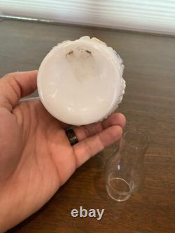 ANTIQUE EAPG Consolidated Glass Co. COSMOS Milk Glass Floral Dish SET (8)