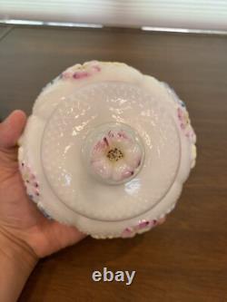ANTIQUE EAPG Consolidated Glass Co. COSMOS Milk Glass Floral Dish SET (8)