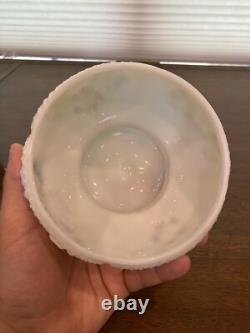 ANTIQUE EAPG Consolidated Glass Co. COSMOS Milk Glass Floral Dish SET (8)
