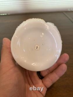 ANTIQUE EAPG Consolidated Glass Co. COSMOS Milk Glass Floral Dish SET (8)