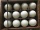 Antique Primitive 12 Blown Milk Glass Eggs Farm Collectible W Wood Egg Carrier