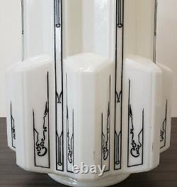 AS-IS Vintage Milk Glass Art Deco Skyscraper Light Fixture / Cover Shade 17