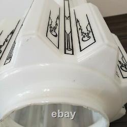 AS-IS Vintage Milk Glass Art Deco Skyscraper Light Fixture / Cover Shade 17