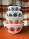 Agee Pyrex 4 Mixing Bowl Set Doily Pattern 1970