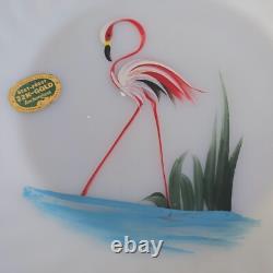 Anchor Hocking Fire King 22K Gold Trim Swirl Plate Flamingo Design 9 USA RARE