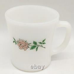Anchor Hocking Fire King Anniversary Rose Milk Glass Cup Mug Rare Vintage