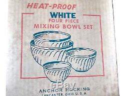 Anchor Hocking Fire King Swirl Milk Glass SET OF 4 MIXING BOWLS NEW IN THE BOX