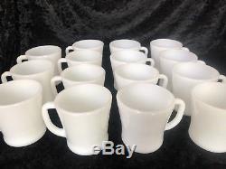 Anchor Hocking Fire King White Milk Glass D Handle Mug Lot 15 Vintage Coffee Cup
