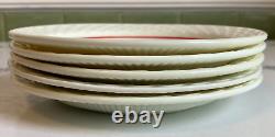 Anchor Hocking Fire King White Vitrock Milk Glass Fish Scale Plates Red Rings