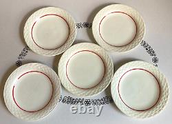 Anchor Hocking Fire King White Vitrock Milk Glass Fish Scale Plates Red Rings