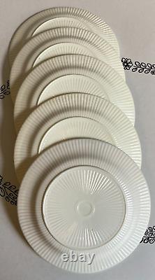 Anchor Hocking Fire King White Vitrock Milk Glass Fish Scale Plates Red Rings