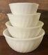 Anchor Hocking Glass Fire King White Swirl 6 7 8 & 9 Mixing Bowl Set Of 4