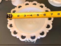 Anchor Hocking Old Colony Lace Edge Milk Glass 8pc Set Mint Condition (S34)