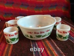 Anchor Hocking Seven Piece Egg Nog Set, So Cute, Six Cups And A Bowl