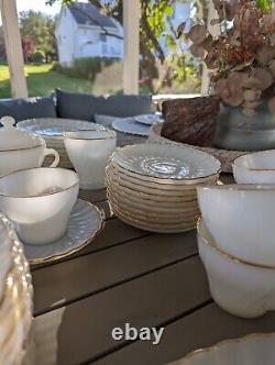 Anchor Hocking Vintage Fire King Milk Glass White Dinner Set