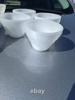 Anchor Hocking White Milk Glass Punch Set 12 Cups, Ladle, Base